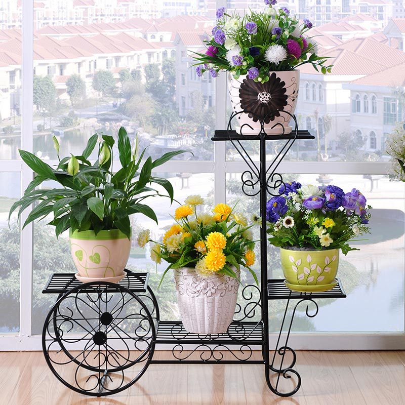 Badminton Live - Support de fleurs en fer multicouche,